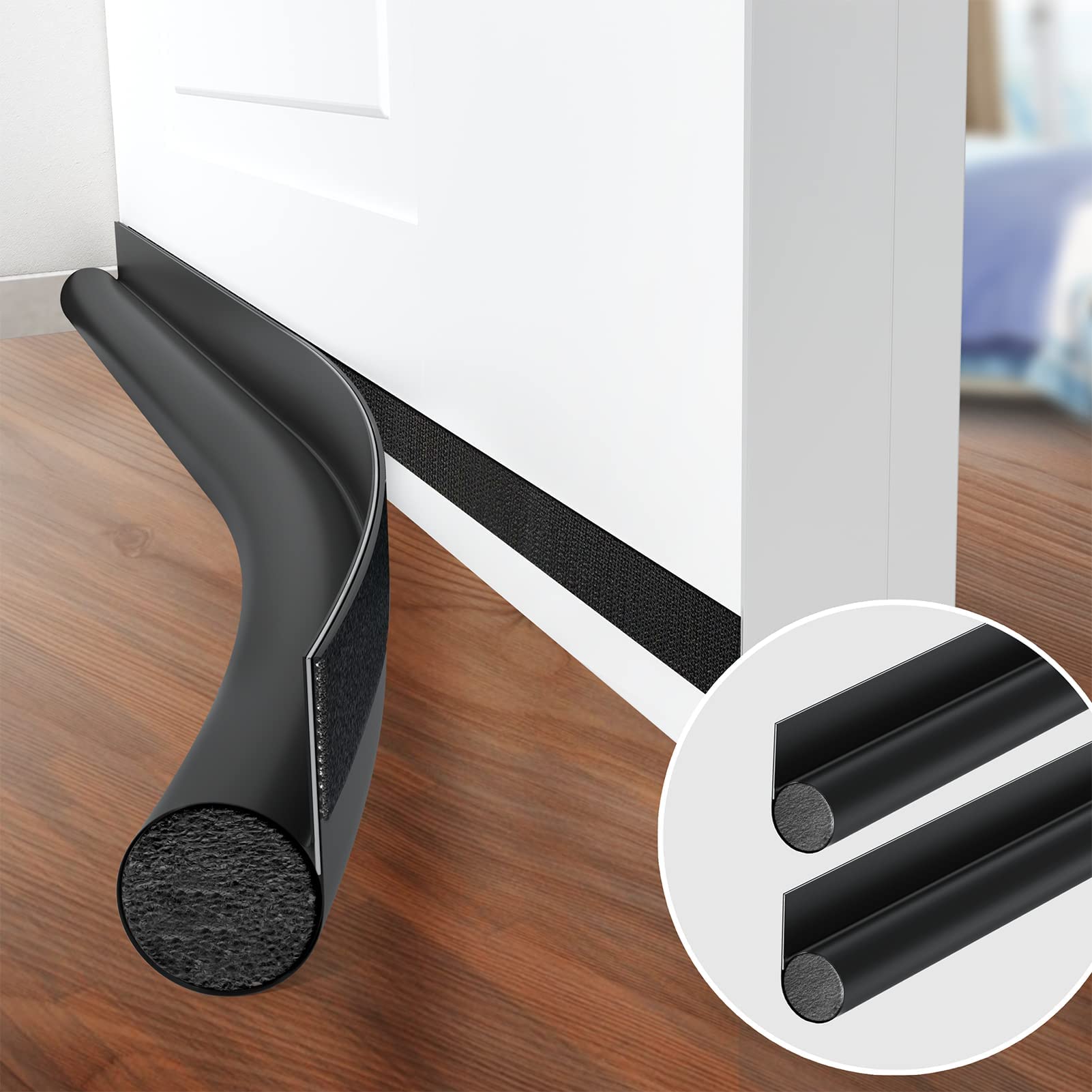 HASTHIP 2 Pack Door Bottom Sealing Strip, 37.4'' Length Flexible Door Draft Stopper Weather Stripping, Self Adhesive Door Gap Strip Suitable for Interior/Exterior Doors (Black) HASTHIP 2 Pack Door Bottom Sealing Strip, 37.4'' Length Flexible Door Draft Stopper Weather Stripping, Self Adhesive Door Gap Strip Suitable for Interior/Exterior Doors (Black)